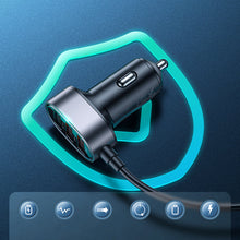 Заредете изображение във визуализатора на галерията – Joyroom fast car charger with extension cable 45W 5xUSB-A black (JR-CL03 Pro)

