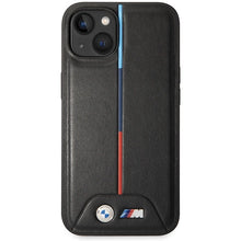 Заредете изображение във визуализатора на галерията – BMW M Quilted Tricolor case for iPhone 15 / 14 / 13 - black

