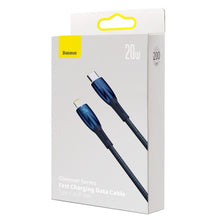 Заредете изображение във визуализатора на галерията – BASEUS cable Type C to Apple Lightning 8-pin Power Delivery 20W Glimmer Series CADH000103 2m blue
