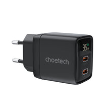 Заредете изображение във визуализатора на галерията – Choetech PD6051 USB-C USB-C PD 35W GaN wall charger with display - black
