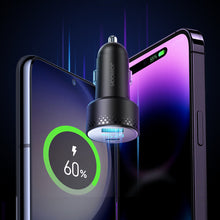 Заредете изображение във визуализатора на галерията – Car charger with voltmeter 53W (USB C, USB) Joyroom JR-CCD01 black
