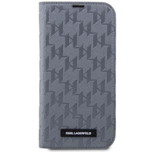 Заредете изображение във визуализатора на галерията – Karl Lagerfeld KLBKP14LSAKLHPG iPhone 14 Pro 6.1" bookcase silver/silver Saffiano Monogram
