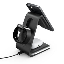 Заредете изображение във визуализатора на галерията – Wireless charger qi 3in1 15w b17 working with magsafe black - TopMag
