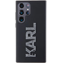 Заредете изображение във визуализатора на галерията – Karl Lagerfeld 3D Rubber Glitter Logo case for Samsung Galaxy S23 Ultra - black
