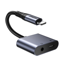Заредете изображение във визуализатора на галерията – Joyroom SY-L01 Lightning to Lightning / 3.5 mm mini jack DAC adapter 2in1 - black
