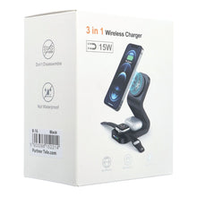 Заредете изображение във визуализатора на галерията – Wireless charger qi 3in1 15w b16 working with magsafe black

