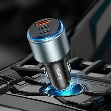 Заредете изображение във визуализатора на галерията – HOCO car charger USB QC + 2x Type C with cable Type C to Type C PD 95W Galloper NZ9 black
