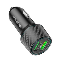 Заредете изображение във визуализатора на галерията – Borofone Car charger BZ21A Brilliant - 2xUSB - QC 3.0 36W black
