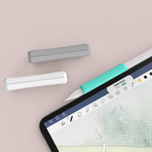Заредете изображение във визуализатора на галерията – Stoyobe Silicone Holder Set of Silicone Holders for Apple Pencil 1 / Apple Pencil 2 / Huawei M-Pencil Turquoise+Light Green+White (3 Pack)
