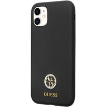 Заредете изображение във визуализатора на галерията – Guess GUHCN614DGPK Case for iPhone 11 / Xr - Black Silicone Logo Strass 4G
