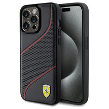 Заредете изображение във визуализатора на галерията – Ferrari Perforated Waves Metal Logo case for iPhone 15 Pro Max - black
