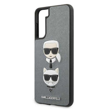 Заредете изображение във визуализатора на галерията – Оригинален гръб Karl Lagerfeld за samsung s21 plus (saffiano ikonik karl &amp; choupette head / silver) - TopMag
