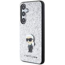 Заредете изображение във визуализатора на галерията – Karl Lagerfeld Fixed Glitter Ikonik Logo Metal Pin Case for Samsung Galaxy S24 - Silver
