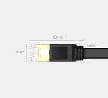 Заредете изображение във визуализатора на галерията – Ugreen Flat Cable Internet Network Cable Ethernet Patchcord RJ45 Cat 7 STP LAN 10 Gbps 3m Black (NW106 11262)
