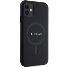 Заредете изображение във визуализатора на галерията – Original Case GUESS hardcase Saffiano MagSafe GUHMN61PSAHMCK for Iphone 11/ Xr black
