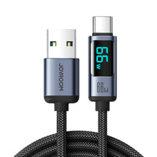 Заредете изображение във визуализатора на галерията – USB C - USB A cable 66W 1.2m with LED display Joyroom S-AC066A16 - black
