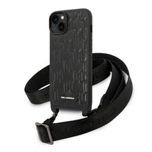 Заредете изображение във визуализатора на галерията – Karl Lagerfeld KLHCP14MSTMK iPhone 14 Plus 6.7" hardcase black/black Monogram Plaque Logo Strap
