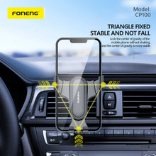 Заредете изображение във визуализатора на галерията – Foneng Car holder CP100 gravity to air vent black
