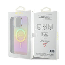 Заредете изображение във визуализатора на галерията – Original Case GUESS IML Iridescent Magsafe hardcase GUHMP15XHITSP for Iphone 15 Pro Max pink
