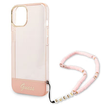 Заредете изображение във визуализатора на галерията – Original faceplate case guess guhcp14shgcohp for iphone 14 (iml electro cam w. strap translucent / pink)

