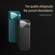 Заредете изображение във визуализатора на галерията – Nillkin CamShield S Leather Magnetic Case for Iphone 14 Pro blue

