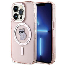 Заредете изображение във визуализатора на галерията – Original Pouch KARL LAGERFELD hardcase IML Choupette Magsafe KLHMP15XHFCCNOP for Iphone 15 Pro Max Pink
