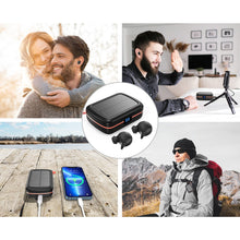 Заредете изображение във визуализатора на галерията – Choetech TWS wireless headphones waterproof with solar panel and built-in 2500mAh powerbank black (BH-T05)
