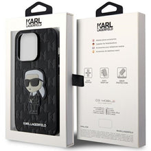 Заредете изображение във визуализатора на галерията – Original Pouch KARL LAGERFELD Saffiano Monogram Ikonik KLHCP14XSAKHPKK for Iphone 14 Pro Max Black
