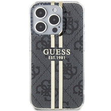 Заредете изображение във визуализатора на галерията – Original faceplate case GUESS GUHCP15LH4PSEGK for iPhone 15 Pro (4G Gold  Stripe / black)
