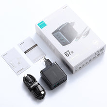Заредете изображение във визуализатора на галерията – Joyroom charger GaN 67W 4 ports (2x USB, 2x USB C) black (TCG02) + cable USB C - USB C 100W 1.2m
