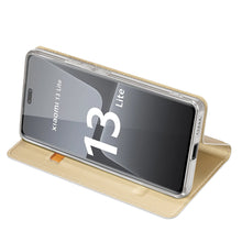 Заредете изображение във визуализатора на галерията – Dux Ducis Skin Pro Case for Xiaomi 13 Lite Flip Card Wallet Stand Gold
