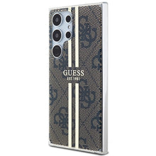 Заредете изображение във визуализатора на галерията – Guess IML 4G Gold Stripe case for Samsung Galaxy S24 Ultra - brown
