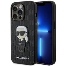 Заредете изображение във визуализатора на галерията – Karl Lagerfeld KLHCP14LSAKHPKK iPhone 14 Pro 6.1" black/black Saffiano Monogram Ikonik
