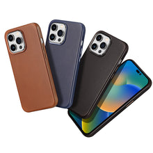 Заредете изображение във визуализатора на галерията – Dux Ducis Naples case for iPhone 14 Pro magnetic leather case MagSafe blue
