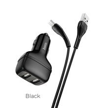 Заредете изображение във визуализатора на галерията – HOCO łcar charger 2xUSB + cable Micro 2,4A Leader Z36 black
