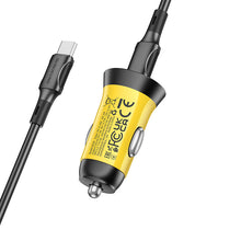 Заредете изображение във визуализатора на галерията – Borofone Car charger BZ26 Searcher - Typ C - PD 30W 3A with Type C to Type C cable yellow
