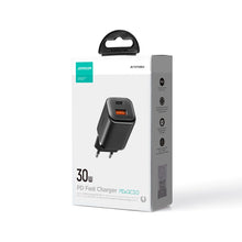 Заредете изображение във визуализатора на галерията – Joyroom JR-TCF08EU Speed ​​Series 30W PD/QC/AFC/FCP fast wall charger - black
