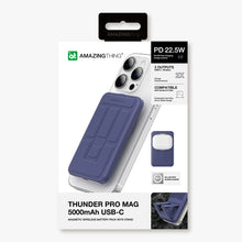 Заредете изображение във визуализатора на галерията – Amazing Thing Power bank Thunder Pro Stand 5000mAh TPM5KSBU - Type C - magnetic with induction charger blue
