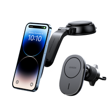 Заредете изображение във визуализатора на галерията – MagSafe Ugreen CD345 2-in-1 induction car charger for cockpit/window/ventilation grille - black
