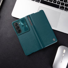 Заредете изображение във визуализатора на галерията – Nillkin Qin Leather Pro Samsung Galaxy Z Fold 5 Leather Flip Case with Camera Cover - Black
