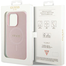 Заредете изображение във визуализатора на галерията – Original Case GUESS hardcase Saffiano MagSafe GUHMP14LPSAHMCP for Iphone 14 Pro pink
