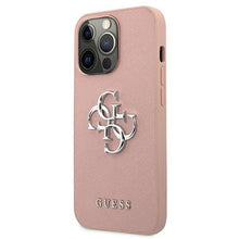 Заредете изображение във визуализатора на галерията – Guess GUHCP13XSA4GSPI iPhone 13 Pro Max 6,7" różowy/pink hardcase Saffiano 4G Metal Logo
