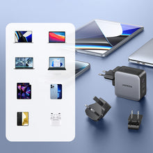 Заредете изображение във визуализатора на галерията – Ugreen fast charger GaN USB / 2xUSB C 65W adapter EU / UK / US plug black (CD296)
