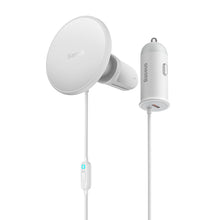 Заредете изображение във визуализатора на галерията – Baseus wireless car charger with MagSafe 15W holder for air vent + USB Type C 25W white (CW01)
