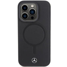 Заредете изображение във визуализатора на галерията – Mercedes Smooth Leather MagSafe case for iPhone 15 Pro Max - black
