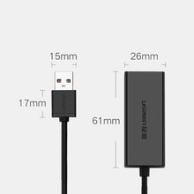 Заредете изображение във визуализатора на галерията – Ugreen external network adapter RJ45 - USB 2.0 100 Mbps Ethernet black (CR110 20254)
