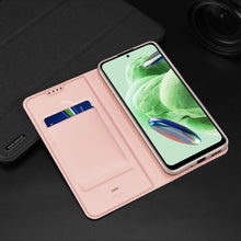 Заредете изображение във визуализатора на галерията – Dux Ducis Skin Pro case for Xiaomi Redmi Note 12 Pro+ flip cover card wallet stand blue
