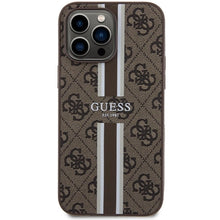 Заредете изображение във визуализатора на галерията – Guess 4G Printed Stripes MagSafe case for iPhone 15 Pro Max - brown
