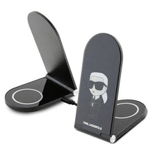 Заредете изображение във визуализатора на галерията – Karl Lagerfeld Ikonik MagSafe 15W inductive charger, foldable 2in1 - black
