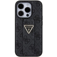 Заредете изображение във визуализатора на галерията – Guess Grip Stand 4G Triangle Strass case for iPhone 15 Pro Max - black
